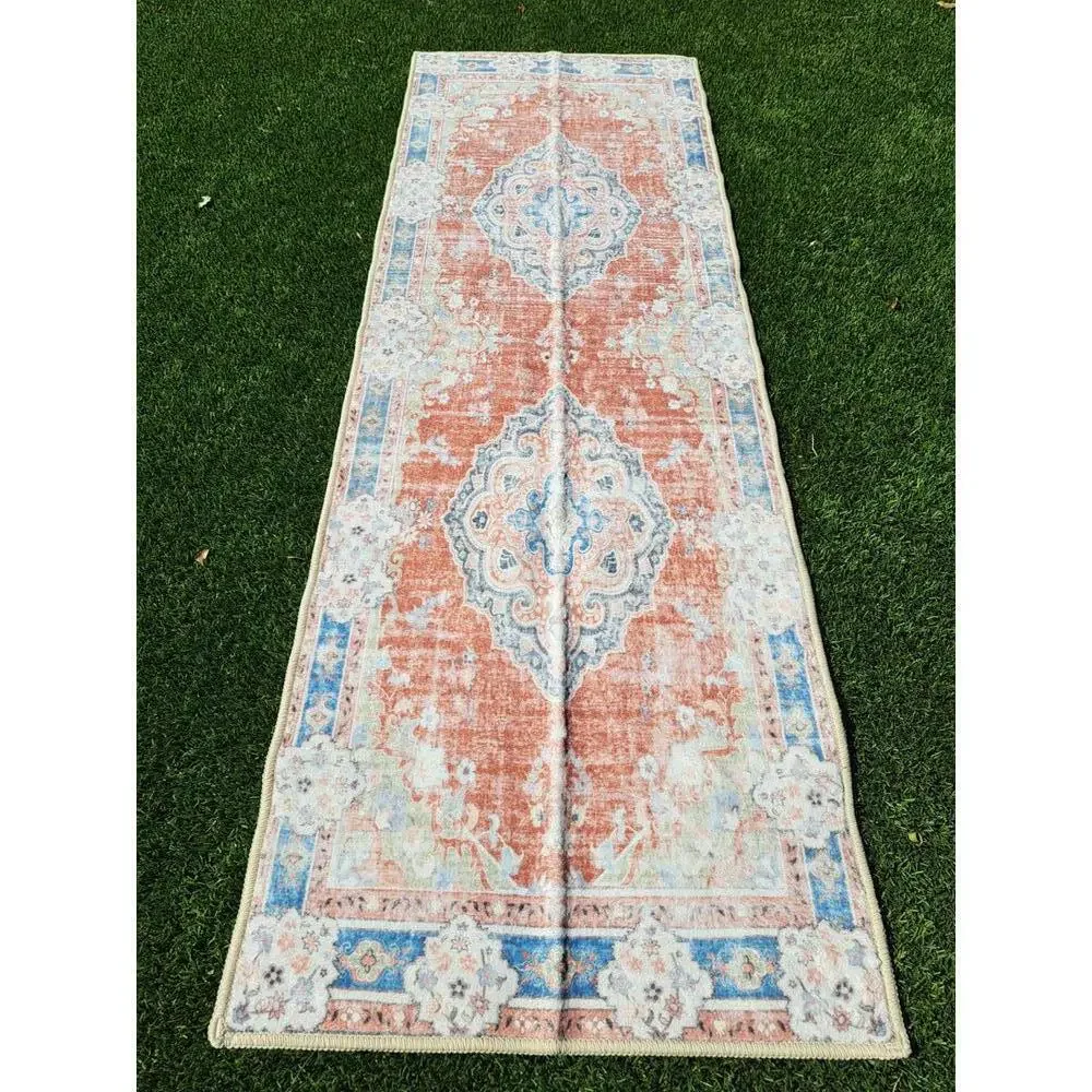 OMERAI PEACH AND GRAY 24 X 72 Inch washable runner